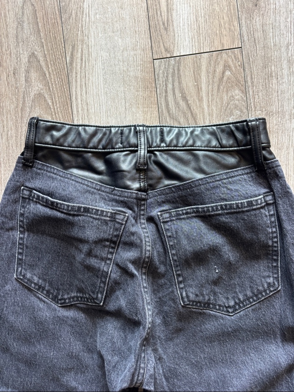 Abercrombie and Fitch leather accent Black High-Rise Straight Leg Jeans - Picture 5 of 6
